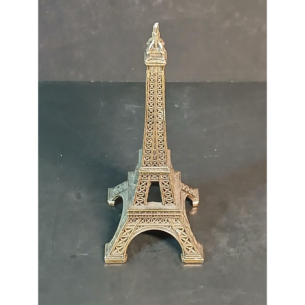 Vintage Eiffel Tower Statue Brass Paris France Miniature Travel Souvenir Decor